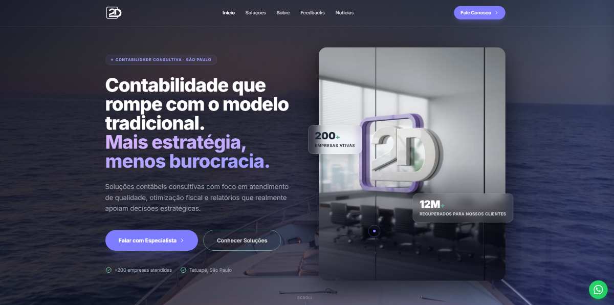 Página inicial do projeto DueGroup desenvolvido pela Axolutions